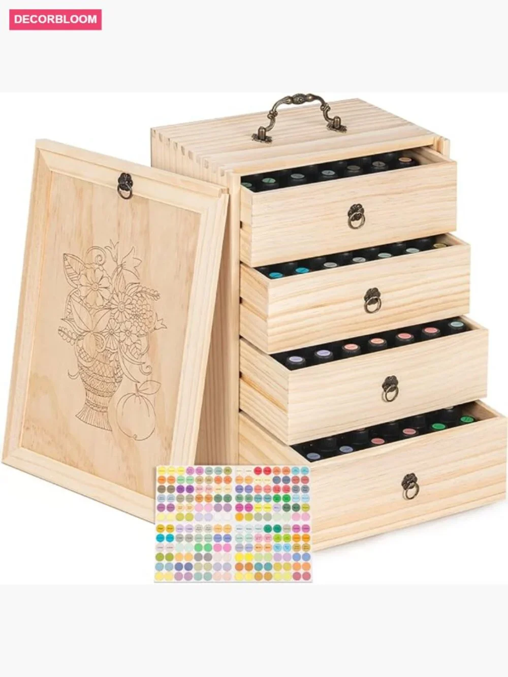 Wooden Essential Oil Storage Box Holds 112 Bottles 5-30ml